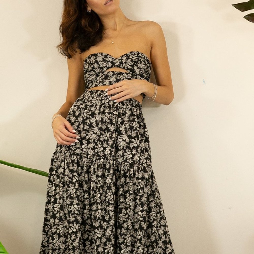 Twist Crop and Tiered Maxi Skirt Set